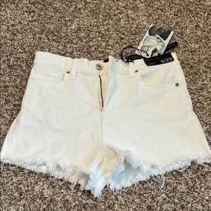 Kendall & Kylie White Jean Shorts with Frayed Hem
